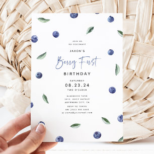 Berry First Blueberry 1st Birthday Invitation