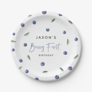 Berry First Blueberry 1st Birthday Paper Plate