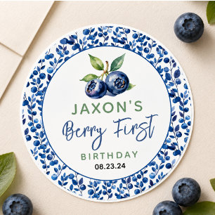 Berry First Blueberry 1st Birthday Party Classic Round Sticker