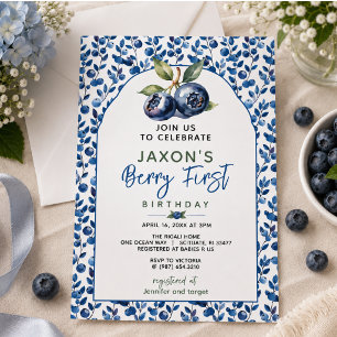 Berry First Blueberry 1st Birthday Party Invitation