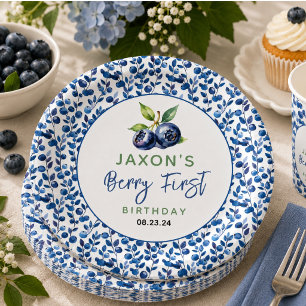 Berry First Blueberry 1st Birthday Party Paper Plate
