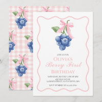 Berry First Blueberry Pink Bow Coquette birthday