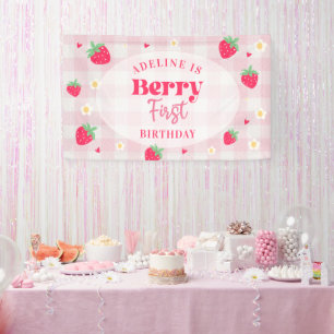 Berry First Cute 1st Birthday Strawberry Banner