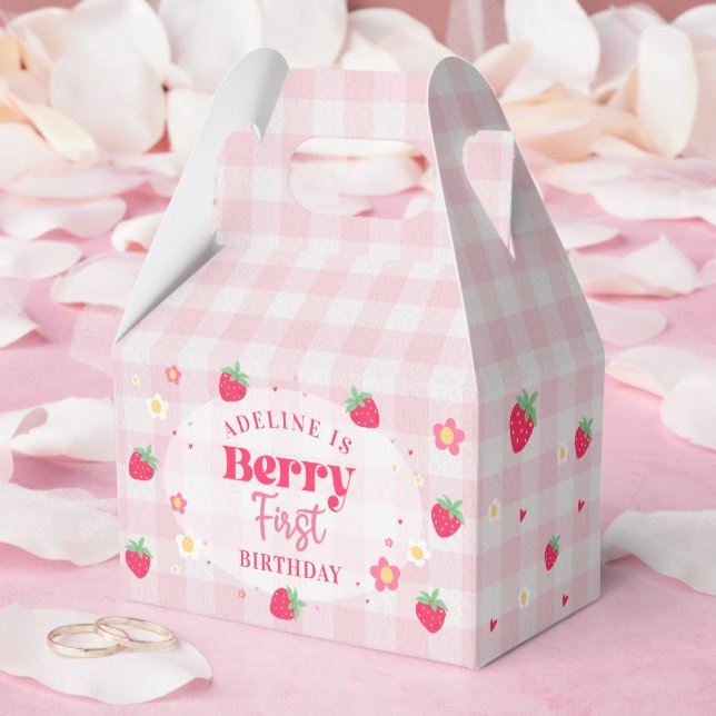 Berry First Cute 1st Birthday Strawberry Favour Box (Wedding)