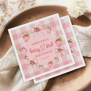 Berry First Cute 1st Birthday Strawberry Napkin