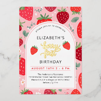 Berry First Cute 1st Birthday Strawberry Photo