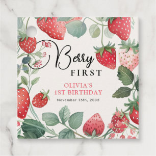 Berry First Floral 1st Birthday Favour Tags
