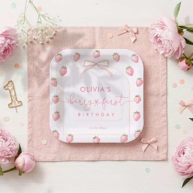 Berry First Girl Birthday  Paper Plate (Creator Uploaded)