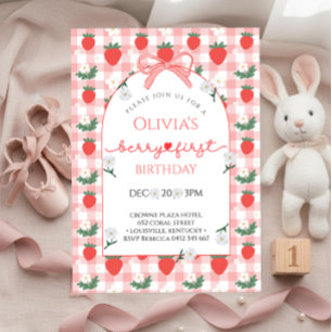 Berry first girl Birthday party Invitation