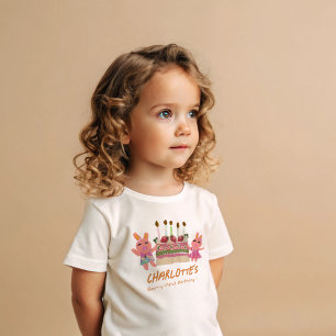 Berry First Happy Birthday Bunnies and Cake Orange Baby T-Shirt