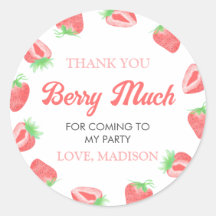 Berry First Strawberry 1st Birthday Thank You