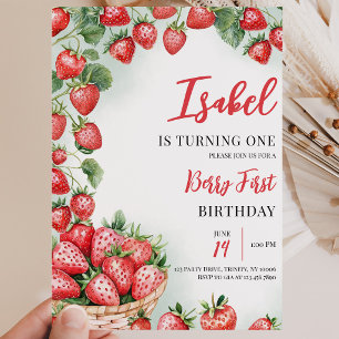 Berry First Strawberry Birthday Invitation