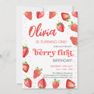 Berry First Strawberry Birthday Invitation