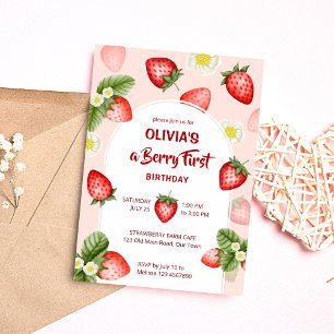 Berry first strawberry birthday party template