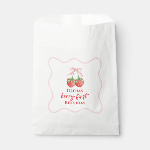 Berry first strawberry birthday Pink Bow Favour Bags