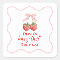 Berry first strawberry birthday Pink Bow