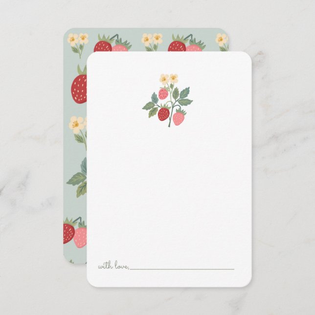 Berry First Strawberry Bouquet Birth Time Capsule  Thank You Card (Front/Back)