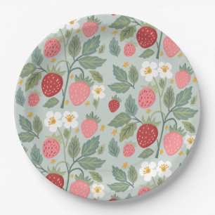Berry First Strawberry Bouquet Birthday  Paper Plate