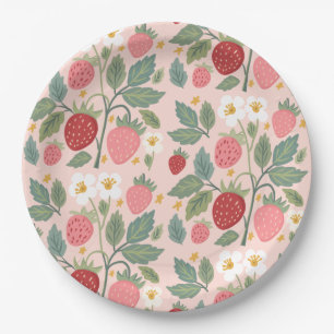Berry First Strawberry Bouquet Birthday  Paper Plate