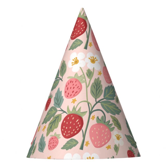 Berry First Strawberry Bouquet Birthday  Party Hat (Front)