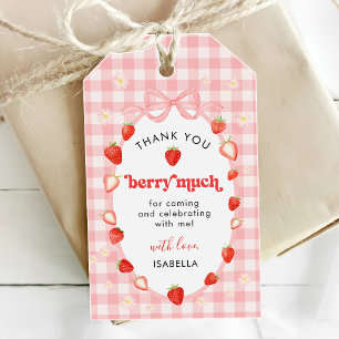 Berry First Strawberry Girl 1st Birthday Party Gift Tags