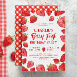Berry First Strawberry Girl 1st Birthday Party Invitation<br><div class="desc">Berry First Strawberry Girl 1st Birthday Party Invitation</div>
