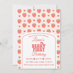 Berry First Strawberry Girl’s 1st Birthday Party Invitation