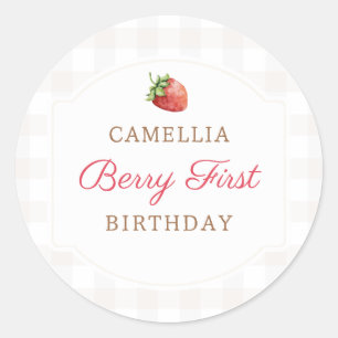 Berry First Strawberry Jam 1st Birthday Party Classic Round Sticker