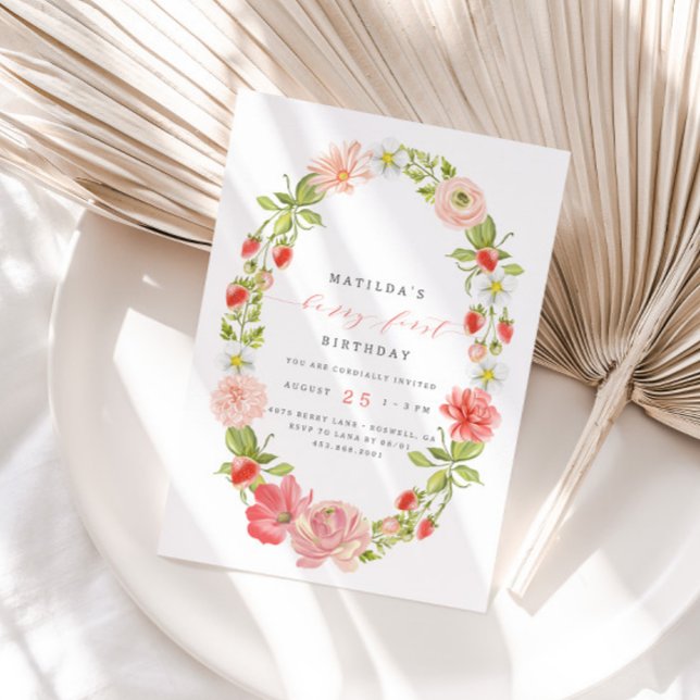 Berry First Strawberry Summer 1st Birthday | Invitation (Creator Uploaded)