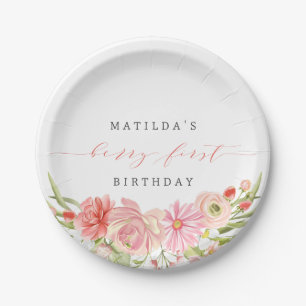 Berry First Strawberry Summer 1st Birthday    Paper Plate