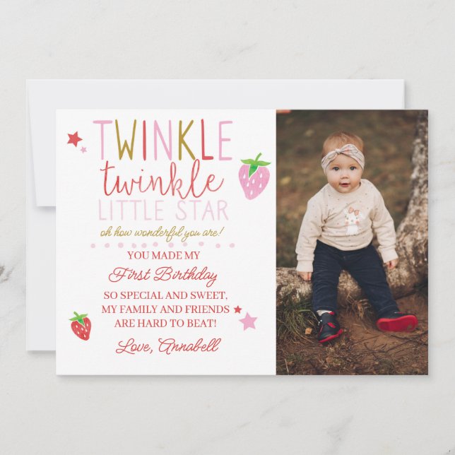 Berry First Thank You Card Twinkle Star Download (Front)
