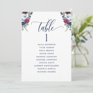 Berry Floral, Seating Plan Cards with Guest Names