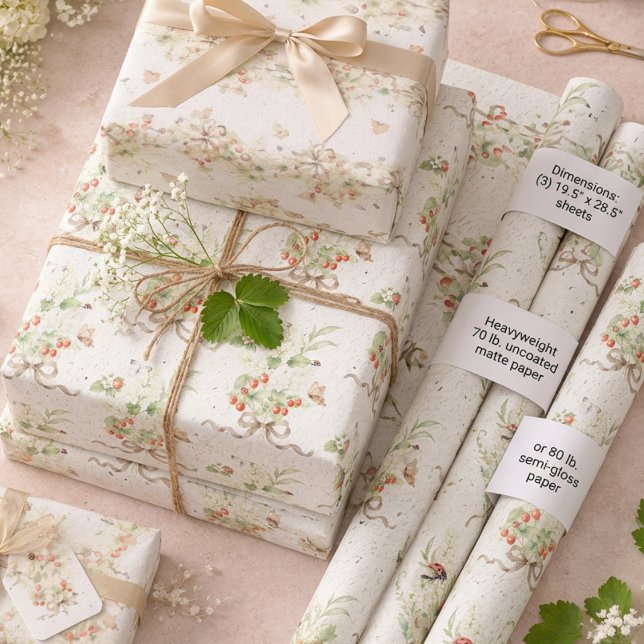 Berry Floral Vintage Gift Wrapping Paper Sheet (Creator Uploaded)