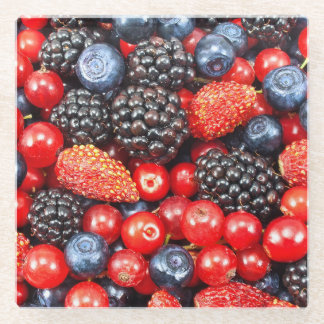 Berry-Fresh Background Mosaic Glass Coaster