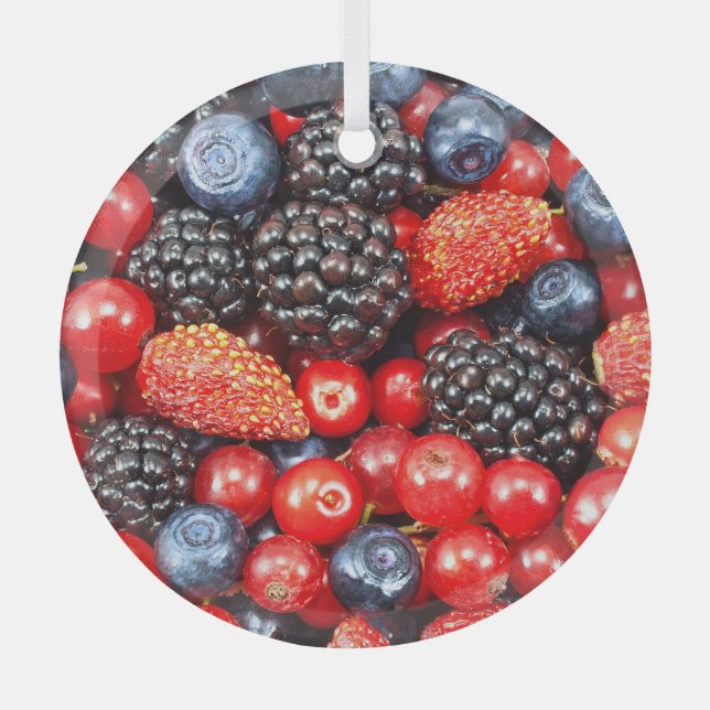 Berry-Fresh Background Mosaic Glass Tree Decoration (Front)