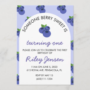 Berry Fruit First Birthday Party Invitation