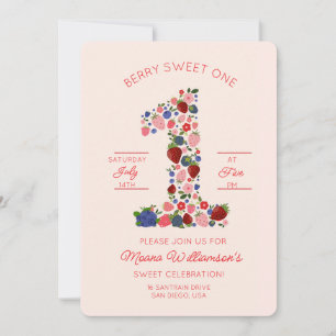 Berry - fruit themed First birthday invitation