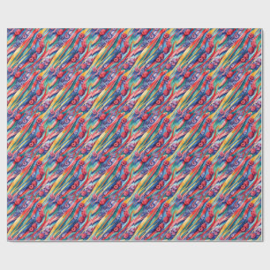 Berry Fruits and Fresh Colourful Stripes Wrapping Paper