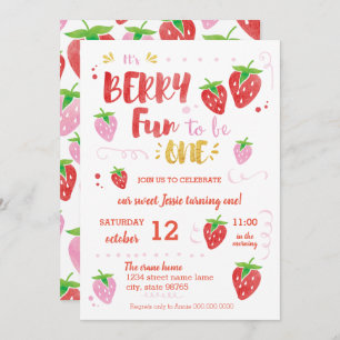 Berry Fun to be ONE first birthday party Invitation