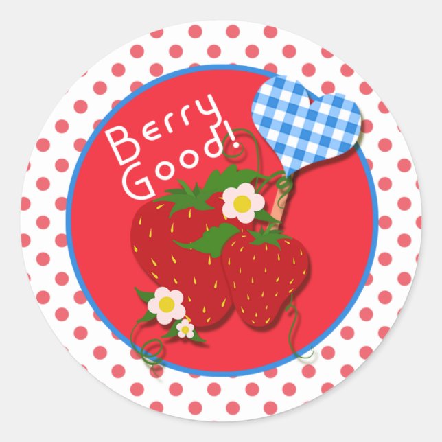 Berry Good, Strawberry, Gingham Heart, Sticker (Front)