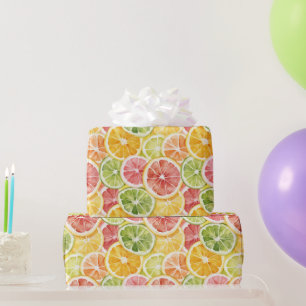 Berry Green Lim Orange Pink Fruit Bridal Shower Wrapping Paper