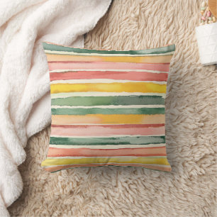 Berry Green Orange Pink Fruity Stripes Birthday Cushion