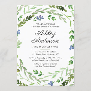 Berry Greenery Bridal Shower Invitation