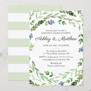 Berry Greenery Rehearsal Dinner Invitation