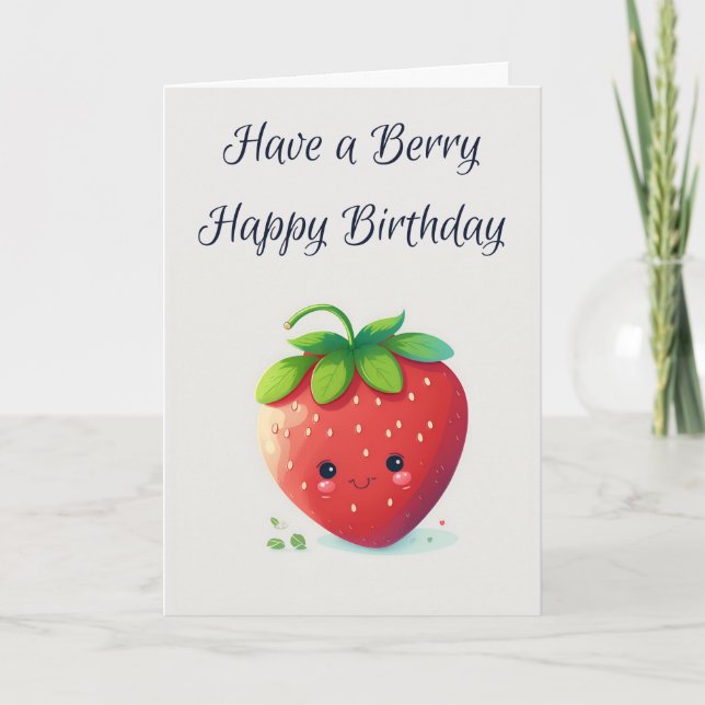 Berry Happy Birthday | Strawberry Birthday Card (Front)
