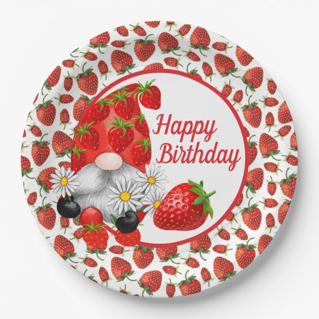 Berry Happy Gnome Paper Plate (Front)