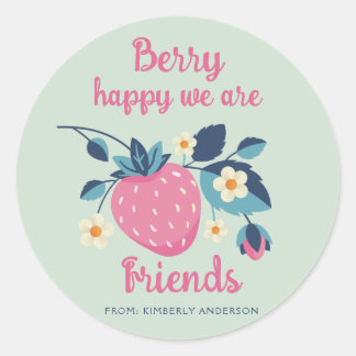 Berry Happy Strawberry Classic Round Sticker