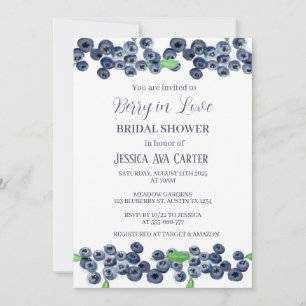 Berry in Love Berries Blueberries Bridal Shower Invitation