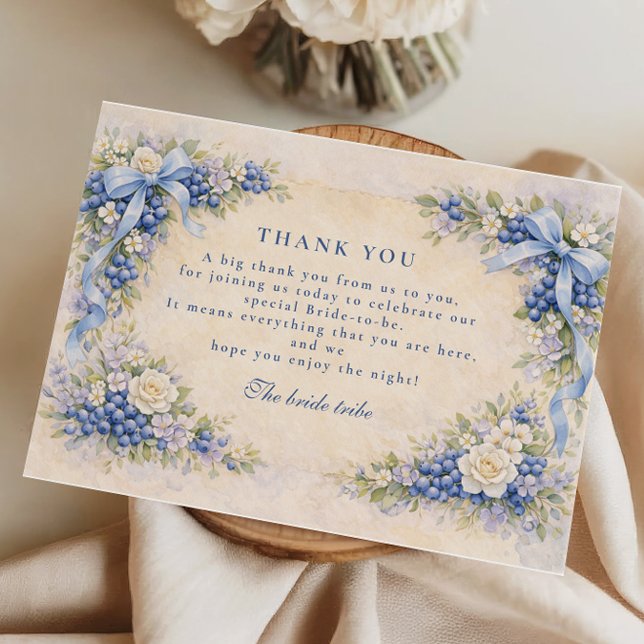 Berry in Love Blueberry Bridal Shower Thank You Card (Creator Uploaded)