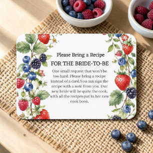Berry In Love Bridal Shower Recipe For Bride To Be Enclosure Card